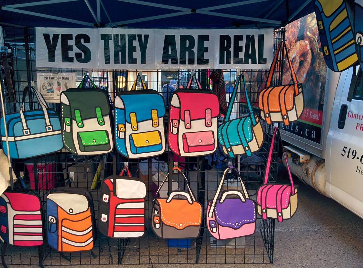 cartoon backpacks that look fake