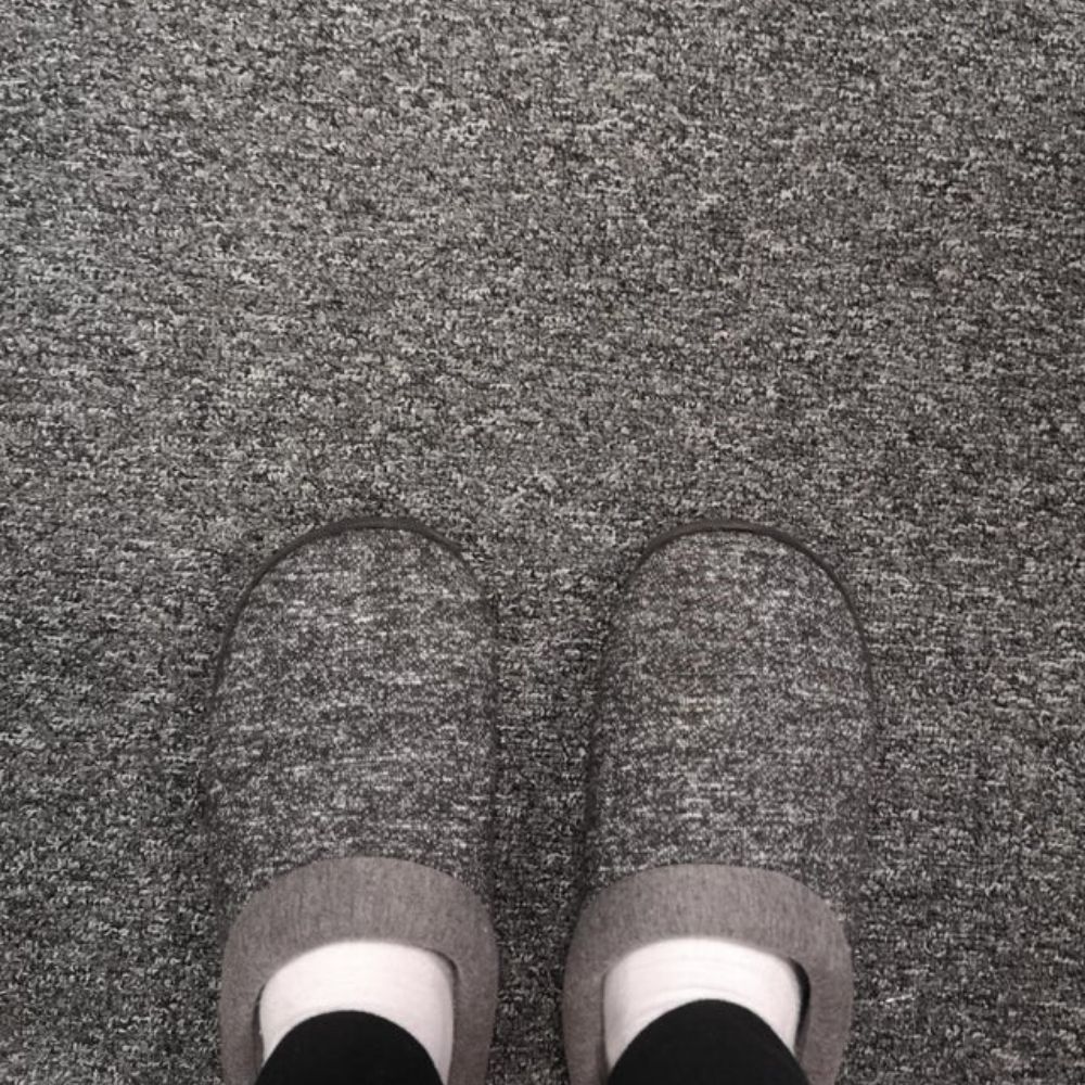 slippers that perfectly match the office carpet